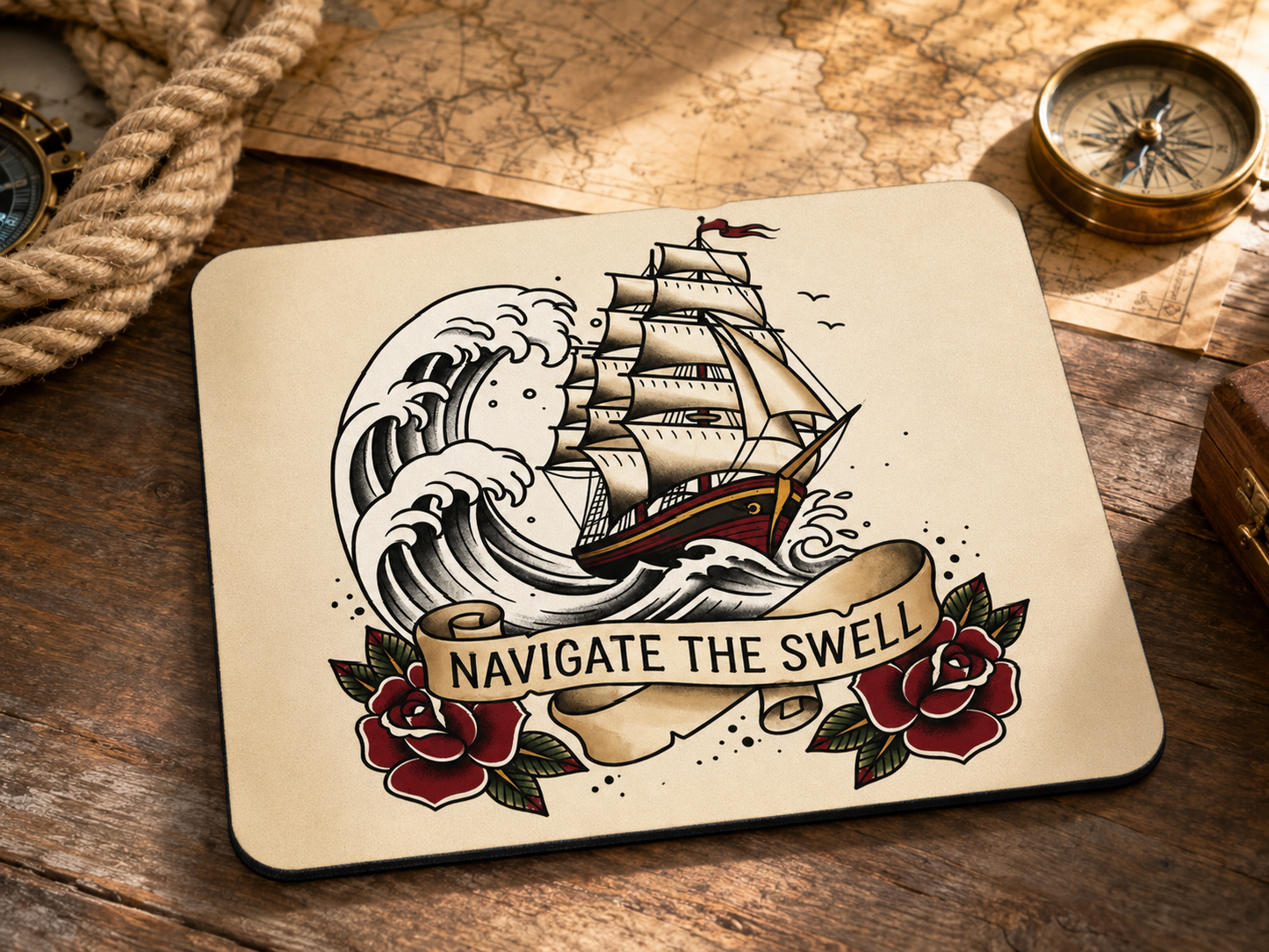 Navigate The Swell Clipper Ship Mouse Pad