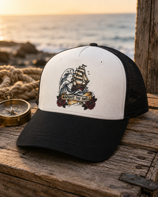 Navigate the Swell Trucker Hat — American Traditional