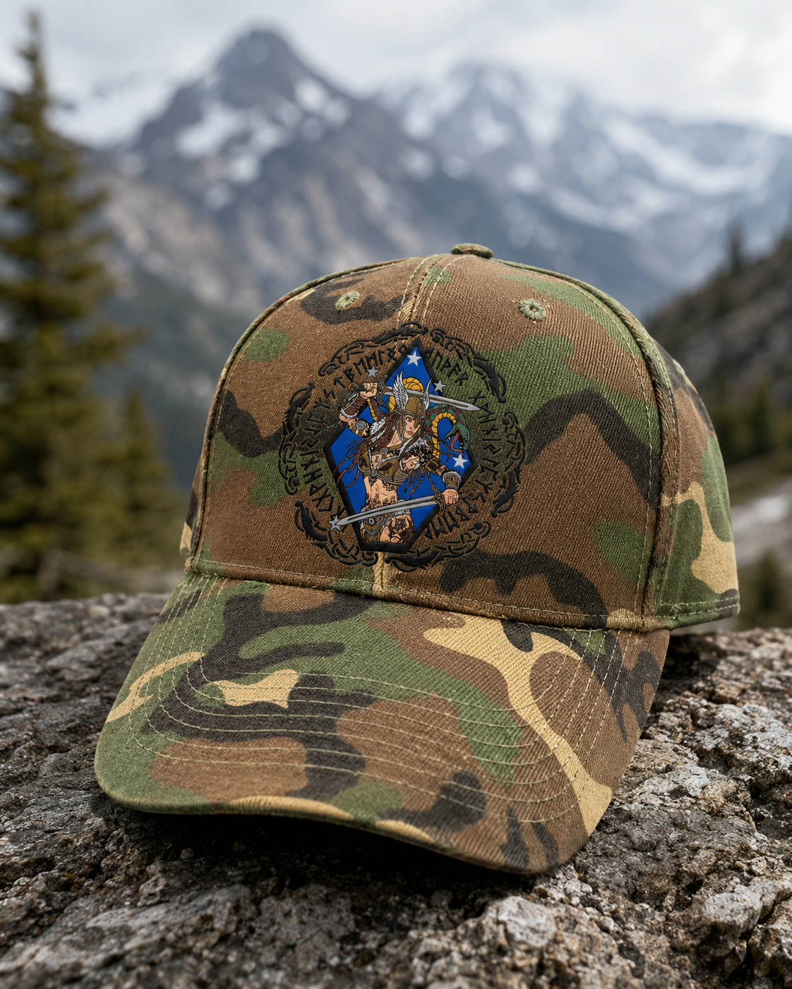 Valhalla Runes Camo Baseball Cap