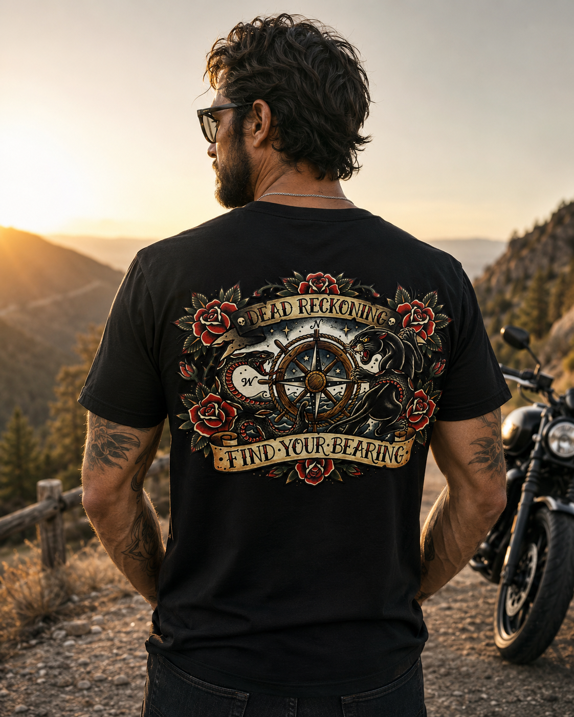 Find Your Bearing Men’s Premium Pocket Tee — Black