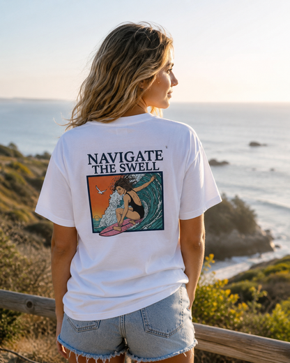Navigate The Swell Classic Tee — White