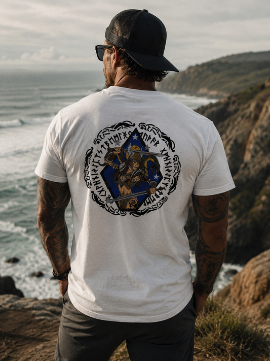 Valhalla Bound Rune Edition Men’s Premium Pocket Tee — White