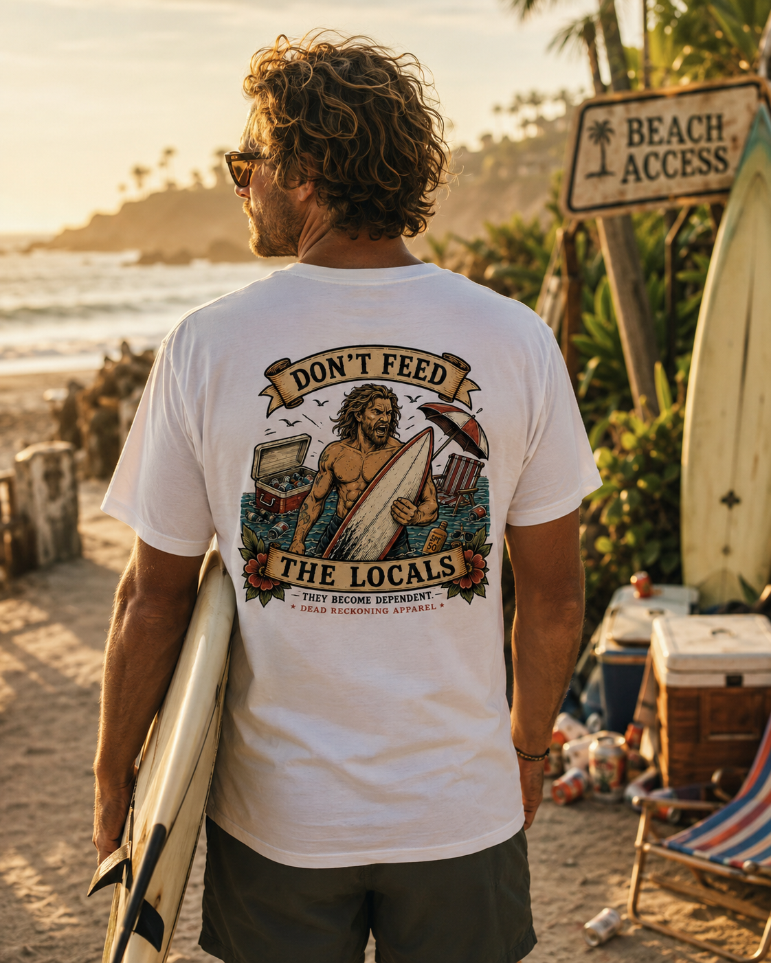 Don’t Feed the Locals Men’s Premium Pocket Tee — White