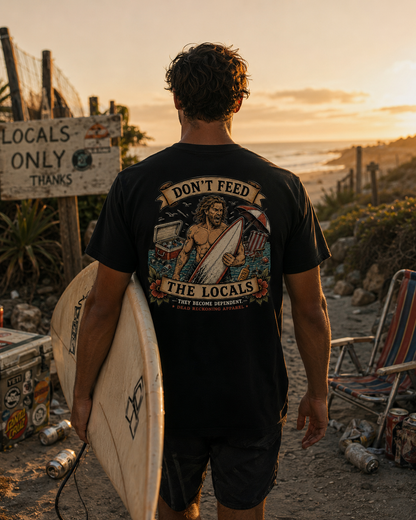 Don’t Feed the Locals Men’s Premium Pocket Tee — Black